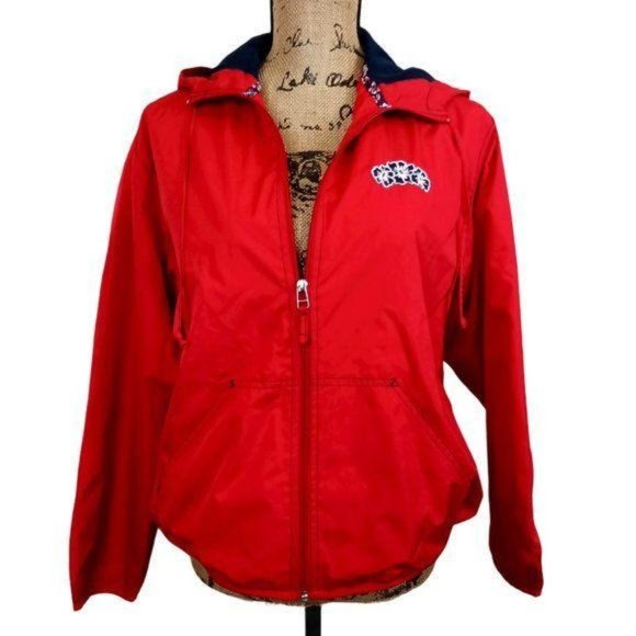 Catalina Brand Swimwear Red Hooded Windbreaker Beach Jacket-N436